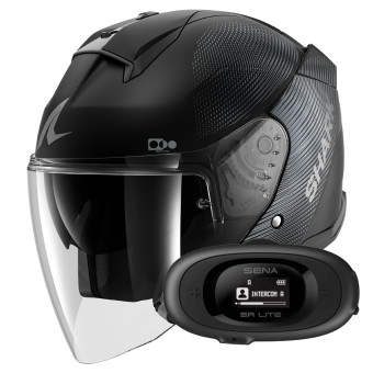 Open Face Shark Skwal i3 Jet SP Lyne Mat KAA + Kit bluetooth 5R Lite Solo