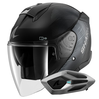 Open Face Shark Skwal i3 Jet SP Lyne Mat KAA + Kit Bluetooth Sena for Mesh Solo