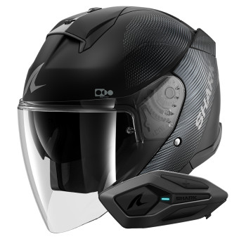Open Face Shark Skwal i3 Jet SP Lyne Mat KAA + Kit Bluetooth Sena for Shark Solo