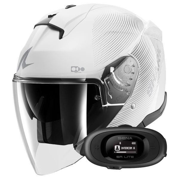 Open Face Shark Skwal i3 Jet SP Lyne WSS + Kit bluetooth 5R Lite Solo