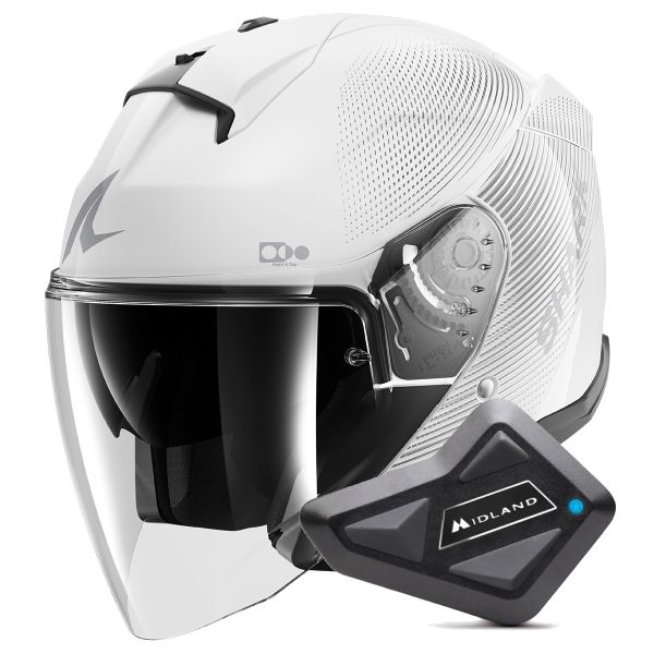 Open Face Shark Skwal i3 Jet SP Lyne WSS + Kit Bluetooth BT Mini Single