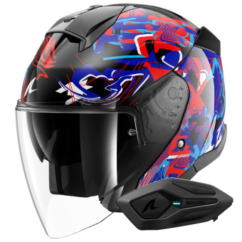 Open Face Shark Skwal Jet Pranz KBR + Kit Bluetooth Sena for Shark