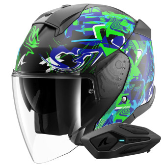 Open Face Shark Skwal Jet Pranz KGB + Kit Bluetooth Sena for Shark