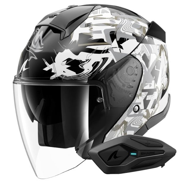 Open Face Shark Skwal Jet Pranz KWQ + Kit Bluetooth Sena for Shark