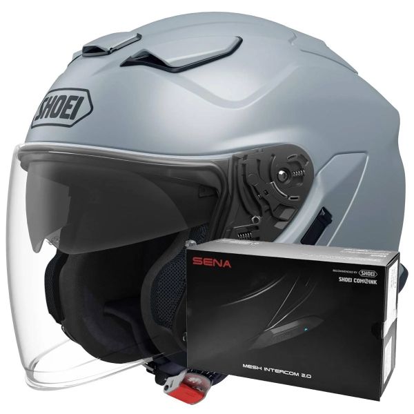 Open Face Shoei J-Cruise 3 Basalt Grey + Intercom Sena SRL-03
