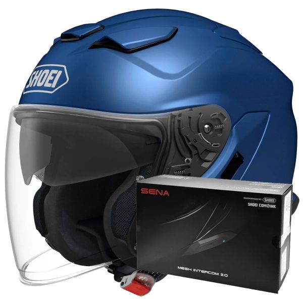 Open Face Shoei J-Cruise 3 Matt Blue Metal + Intercom Sena SRL-03 Open Face Shoei J-Cruise 3 Matt Blue Metal + Intercom Sena SRL-03