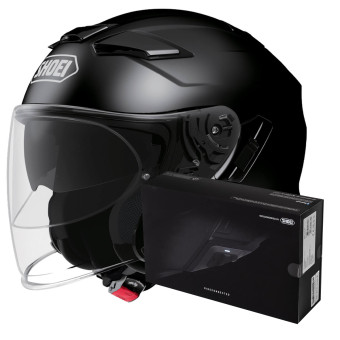Open Face Shoei J-Cruise II Black + Intercom Sena SRL-Mesh