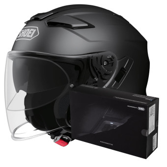 Open Face Shoei J-Cruise II Matt Black + Intercom Sena SRL-Mesh
