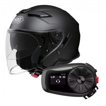 Open Face Shoei J-Cruise II Matt Black + Kit Bluetooth Sena 5S Solo