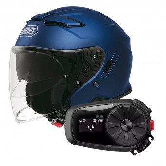 Open Face Shoei J-Cruise II Matt Blue Metalic + Kit Bluetooth Sena 5S Solo