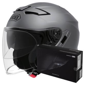 Open Face Shoei J-Cruise II Matt Deep Grey + Intercom Sena SRL-Mesh