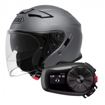 Open Face Shoei J-Cruise II Matt Deep Grey + Kit Bluetooth Sena 5S Solo