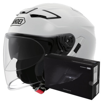 Open Face Shoei J-Cruise II White + Intercom Sena SRL-Mesh