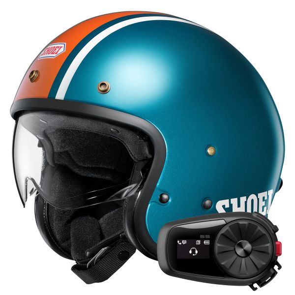 Open Face Shoei J.O2 Aventure TC-2 + Kit Bluetooth 5S Solo