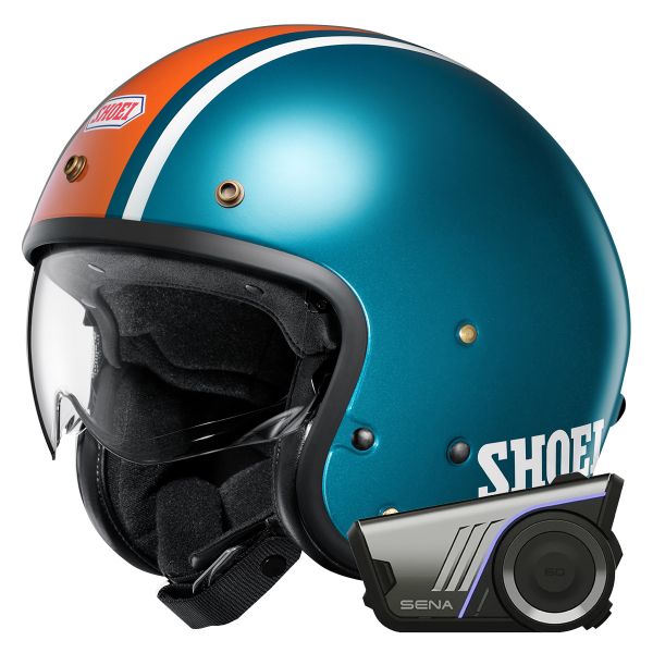 Open Face Shoei J.O2 Aventure TC-2 + Harman Kardon 60S Bluetooth Kit