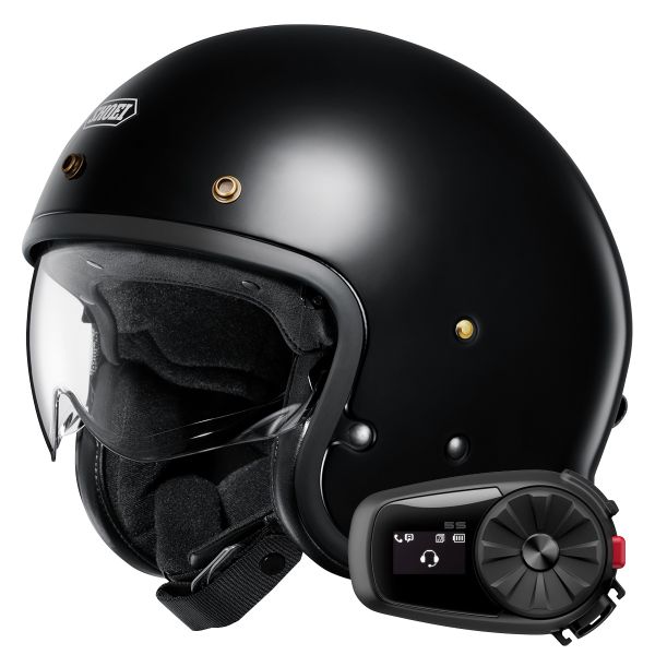 Open Face Shoei J.O2 Black + Kit Bluetooth 5S Solo