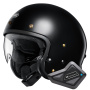 Casque Open Face Shoei J.O2 Black + Bluetooth Kit BT Mini