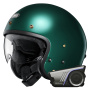 Casque Open Face Shoei J.O2 British Green + Harman Kardon 60S Bluetooth Kit