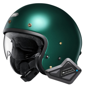 Open Face Shoei J.O2 British Green + Kit Bluetooth BT Mini