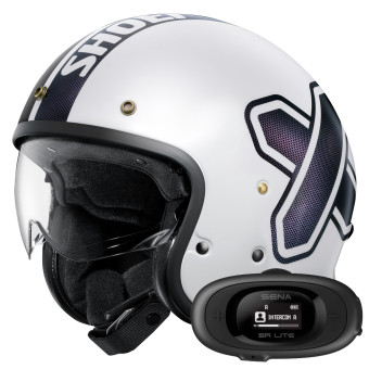 Open Face Shoei J.O2 Cross-Logo2 TC-6 + Bluetooth Kit 5R Lite Solo