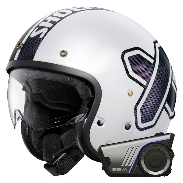 Open Face Shoei J.O2 Cross-Logo2 TC-6 + Harman Kardon 60S Bluetooth Kit