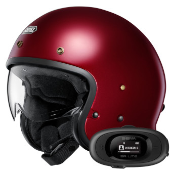 Open Face Shoei J.O2 Garnet Metallic + 5R Lite Solo Bluetooth Kit