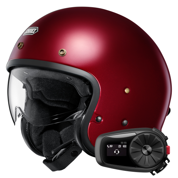 Open Face Shoei J.O2 Garnet Metallic + Kit Bluetooth 5S Solo