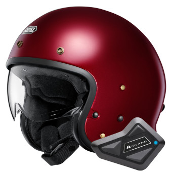 Open Face Shoei J.O2 Garnet Metallic + Bluetooth Kit BT Mini
