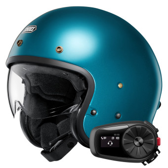 Open Face Shoei J.O2 Laguna Blue + Kit Bluetooth 5S Solo