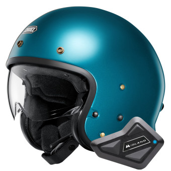 Open Face Shoei J.O2 Laguna Blue + Kit Bluetooth BT Mini