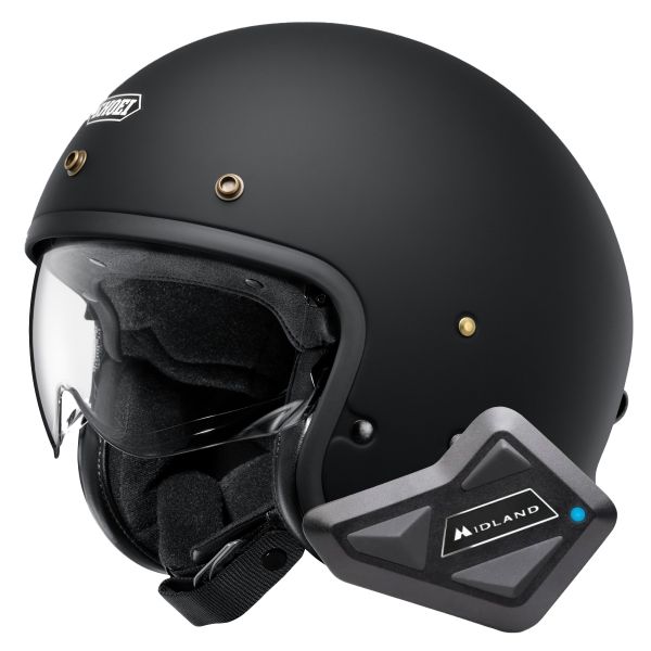 Open Face Shoei J.O2 Matt Black + BT Mini Bluetooth Kit