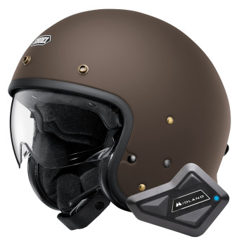 Open Face Shoei J.O2 Matt Brown + BT Mini Bluetooth Kit