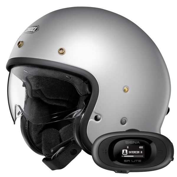 Open Face Shoei J.O2 Matt Light Silver + Kit bluetooth 5R Lite Solo