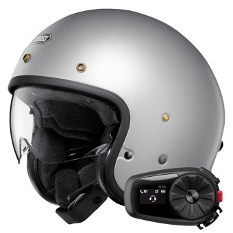 Open Face Shoei J.O2 Matt Light Silver + Kit Bluetooth 5S Solo