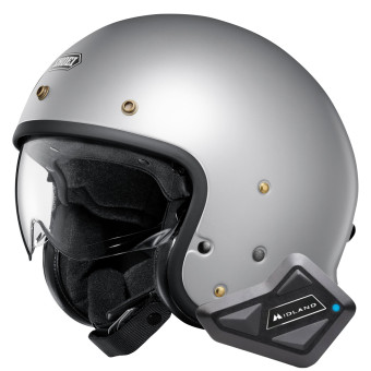 Open Face Shoei J.O2 Matt Light Silver + Kit Bluetooth BT Mini