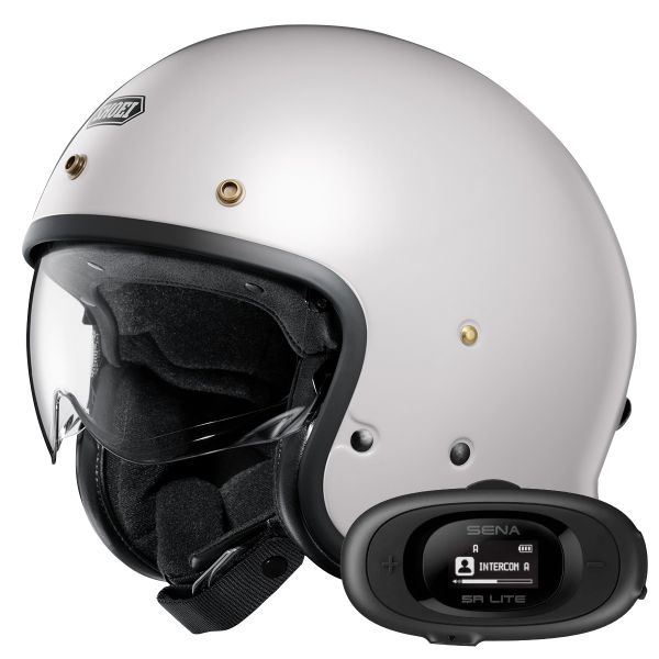 Open Face Shoei J.O2 Off White + 5R Lite Solo Bluetooth Kit