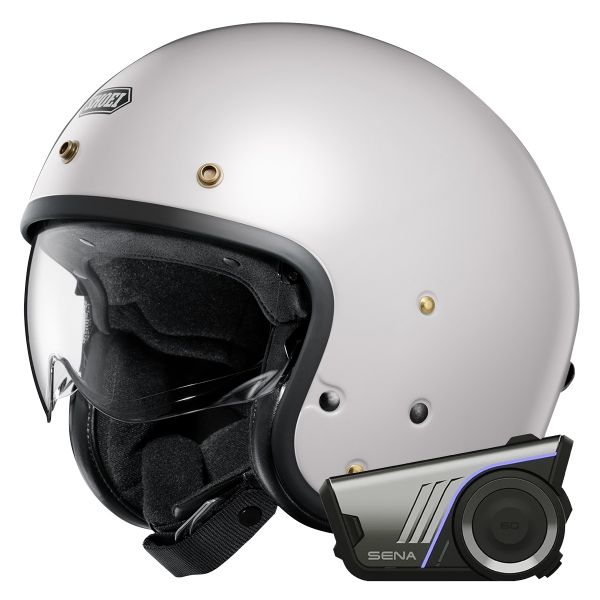 Open Face Shoei J.O2 Off White + Harman Kardon 60S Bluetooth Kit