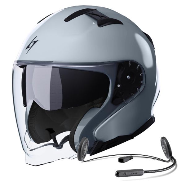 Open Face Stormer Rival Grey Nardo Glossy + Kit Bluetooth Lokui K10 Open Face Stormer Rival Grey Nardo Glossy + Kit Bluetooth Lokui K10