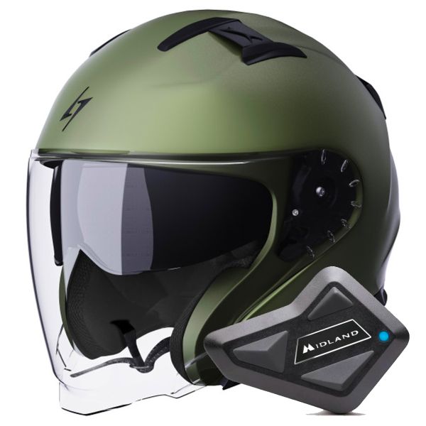 Open Face Stormer Rival Kaki Matt + Kit Bluetooth BT Mini Open Face Stormer Rival Kaki Matt + Kit Bluetooth BT Mini