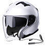 Casque Open Face Stormer Rival White Pearly + Kit Bluetooth Lokui K10