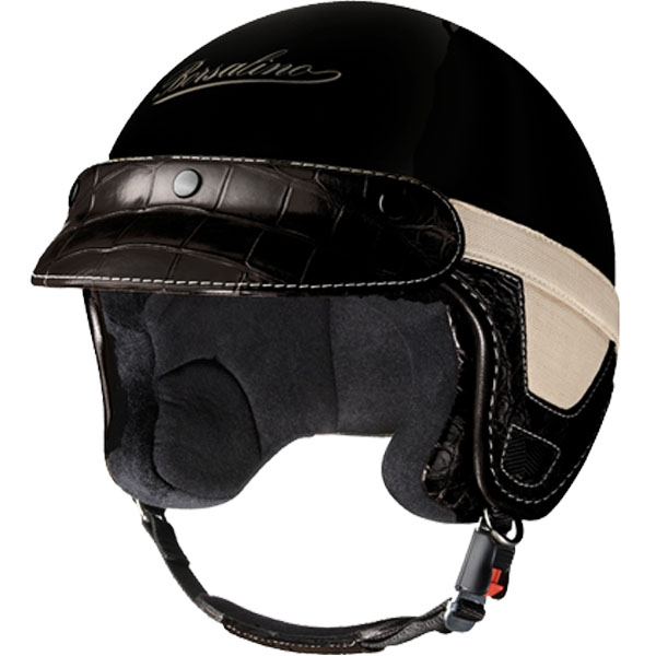 Open Face Borsalino Panama Croco Black