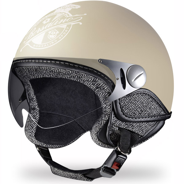Motorcycle Helmet Borsalino Tweed Panna Mat