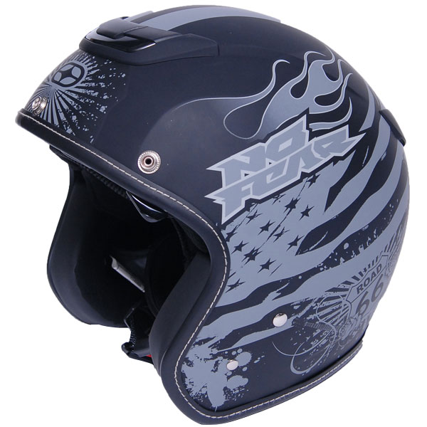 Motorcycle Helmet No Fear Jet 381 Matt Road 66