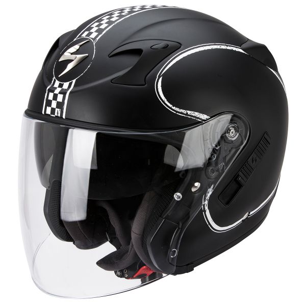 Open Face Scorpion Exo 220 Bixby Matte Black White