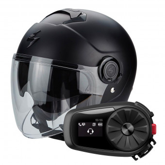 Casque Open Face Scorpion Exo City Matt Black + Kit Bluetooth Sena 5S Solo Casque Open Face Scorpion Exo City Matt Black + Kit Bluetooth Sena 5S Solo