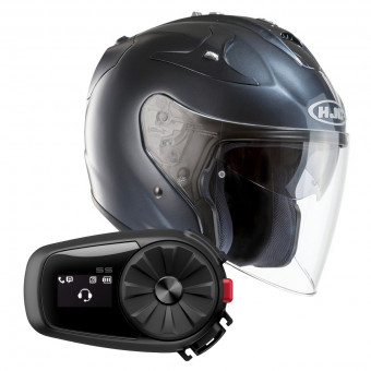Open Face HJC FG-Jet Anthracite + Kit Bluetooth Sena 5S Solo