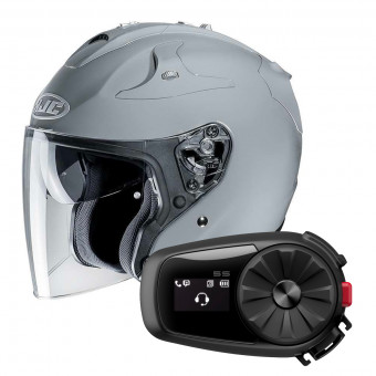 Open Face HJC FG-JET N. Grey + Kit Bluetooth Sena 5S Solo