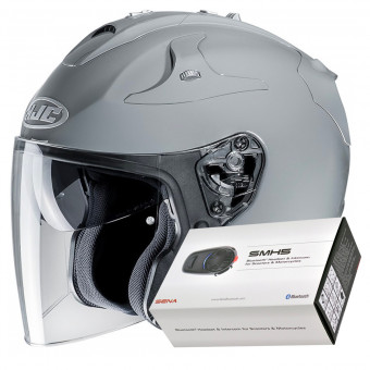 Open Face HJC FG-JET N. Grey + Kit Bluetooth Sena SMH5