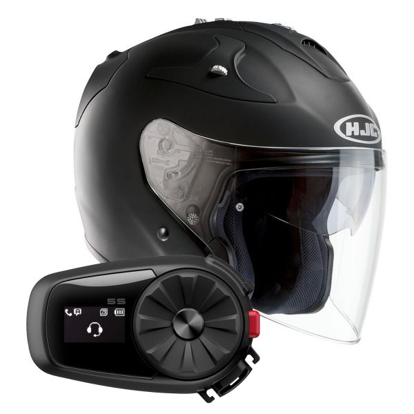 Pack Helmet + Systems HJC FGJet Matt Black + Kit Bluetooth