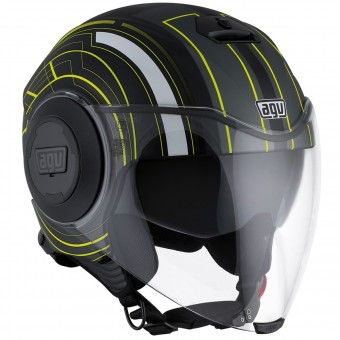 Casque Open Face AGV Fluid Chicago Matt Black Yellow Casque Open Face AGV Fluid Chicago Matt Black Yellow